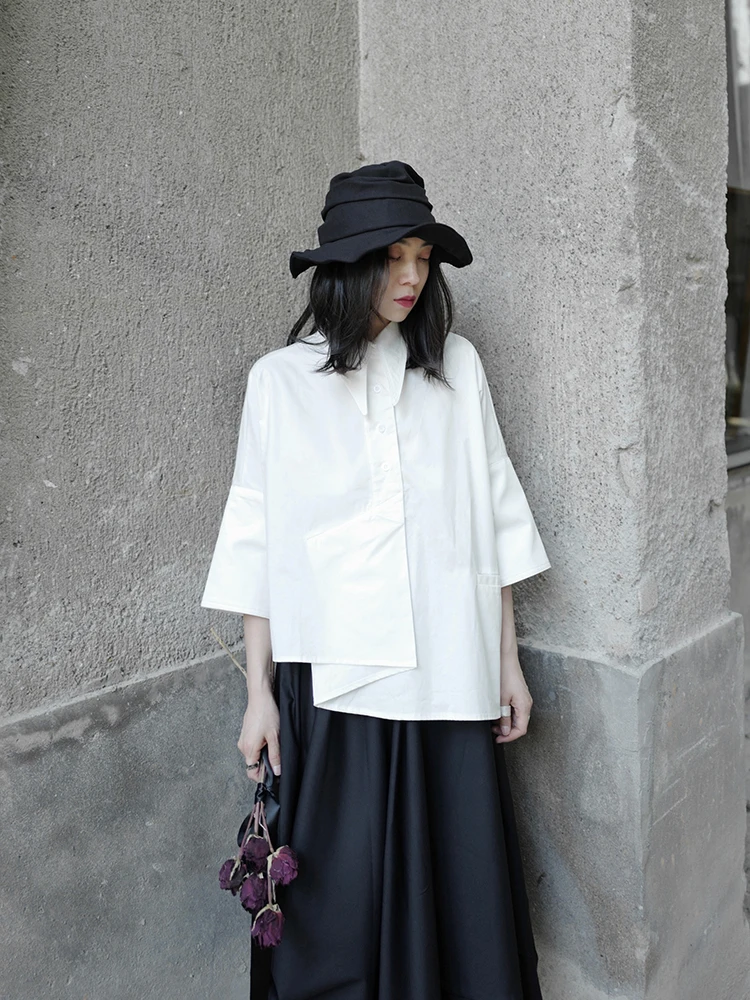 Рубашка с коротким рукавом от Yamamoto Женская рубашка нестандартная острым