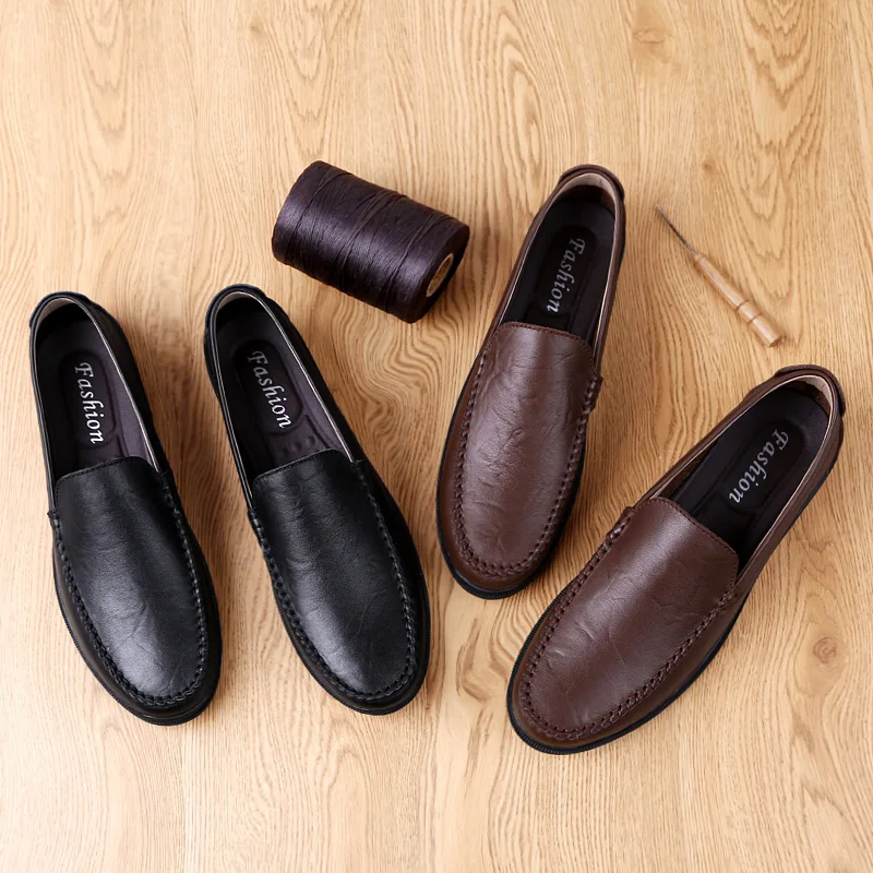 

Fashion Men genuine Leather Loafers men Casual Driving Shoes Male Slip-on Business Moccasins Black brown Mocasines De Hombre