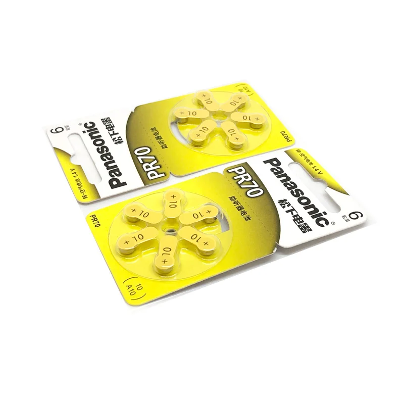 12pcs/lot Panasonic PR70 Battery Hearing Aid 5.8MM*3.6MM 10 A10 Deaf-aid Cochlear Button Cell Batteries Audiphone 6pcs/card | Электроника