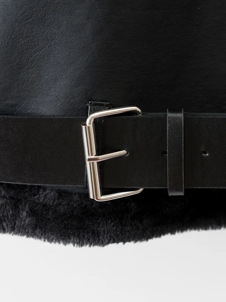 

2020 New Autumn Winter Women Female Casual Polyester Brand Blouse Outwear Thick Faux Leather Fur Sheepskin Jacket Aviator Jacket