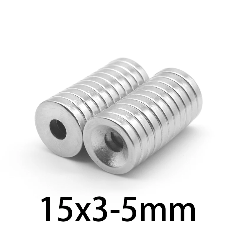 

10-200 шт. 15X3-5mm N35 неодим-железо-боровые Диаметр магнит 15X3mm отверстие 5 мм маленькие круглые утопленные Магниты Неодимовые Магнитные 15*3-5 мм