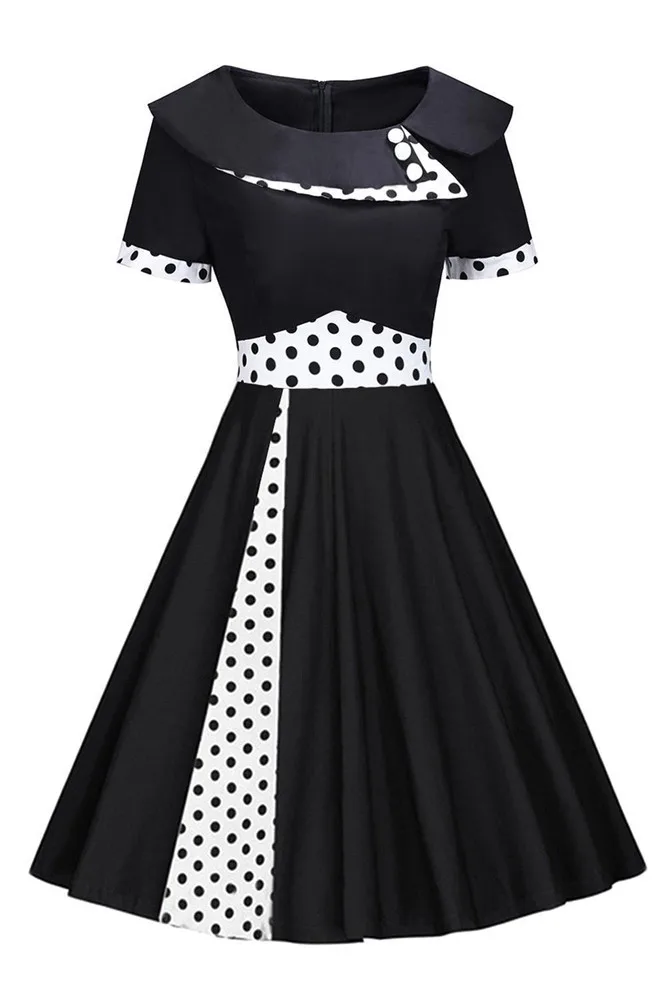 Коктейльные платья A line robe de Cocktail вечерние платья короткое официальное платье Polk Dot Swing Vestidos Coctail вечернее платье - Цвет: Black