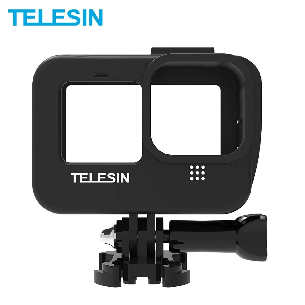 

TELESIN Vlog Frame Housing Case Mount With Cold Shoe Charging Port Side Cover Hole for GoPro Hero 9 10 Black Camera Accessories