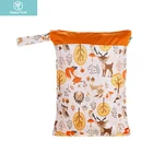 Happyflute влажная сухая сумка с двумя молниями для детских подгузников водонепроницаемые Многоразовые 30 см x 40 см