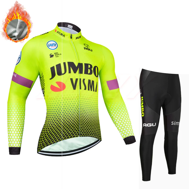 Strapless suit Зима, куртки для велоспорта JUMBO TEAM 9D, велосипедные штаны, Ropa Ciclismo, Мужские Термо флисовые, pro трикотаж для велосипедистов, одежда для велоспорта - Цвет: Strapless suit