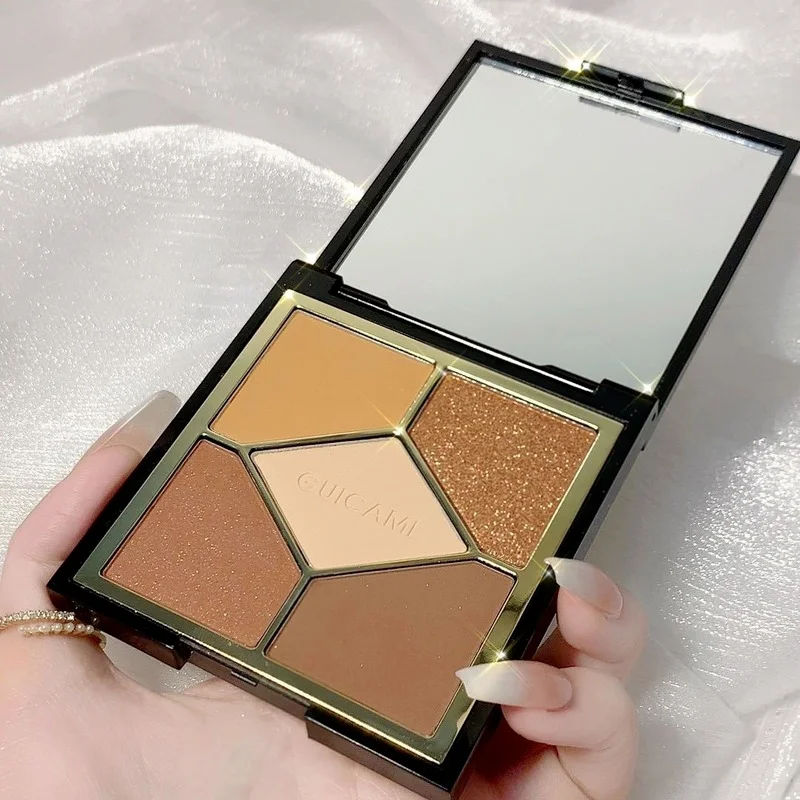 

Guicami Five-color Eyeshadow Palette Long-lasting Easy To Wear Makeup Eyeshadow Mini Glitter Pearlescent Palette Colors Palette