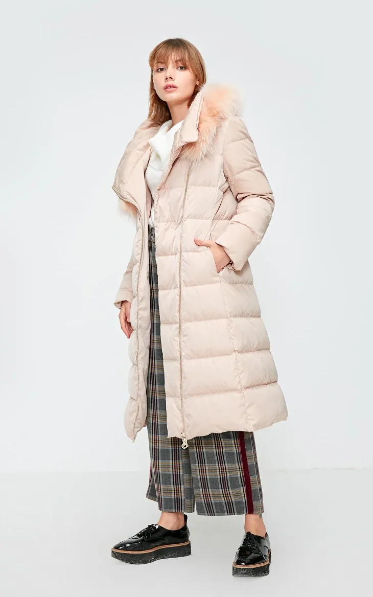 Vero Moda женский 90% белый утиный пух Талия молния с капюшоном мех енота длинный пуховик парка пальто | 318412532