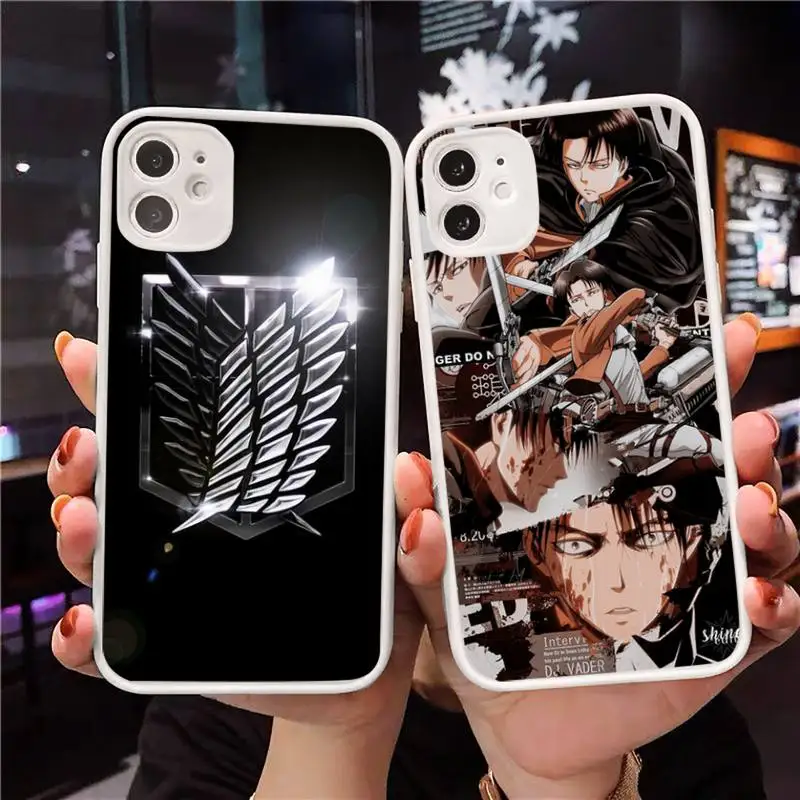 

Attack on Titan Eren Mikasa Levi Phone Case Matte Transparent for iPhone 7 8 11 12 s mini pro X XS XR MAX Plus Clear mobile bag