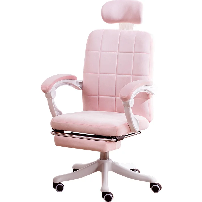 

Computer chair flannel with footstool office home comfortable reclining latex game chair girls anchor live game chair rotatable