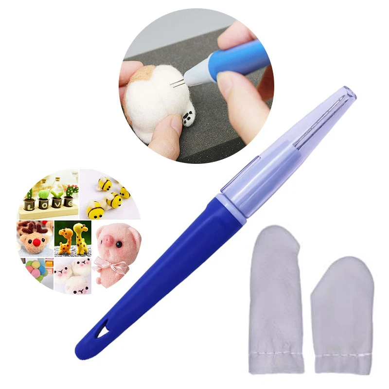 

1Pcs Felting Needles Wool Felt Tools with 3 Needles Tool Craft Punch Tool With Finger Cots