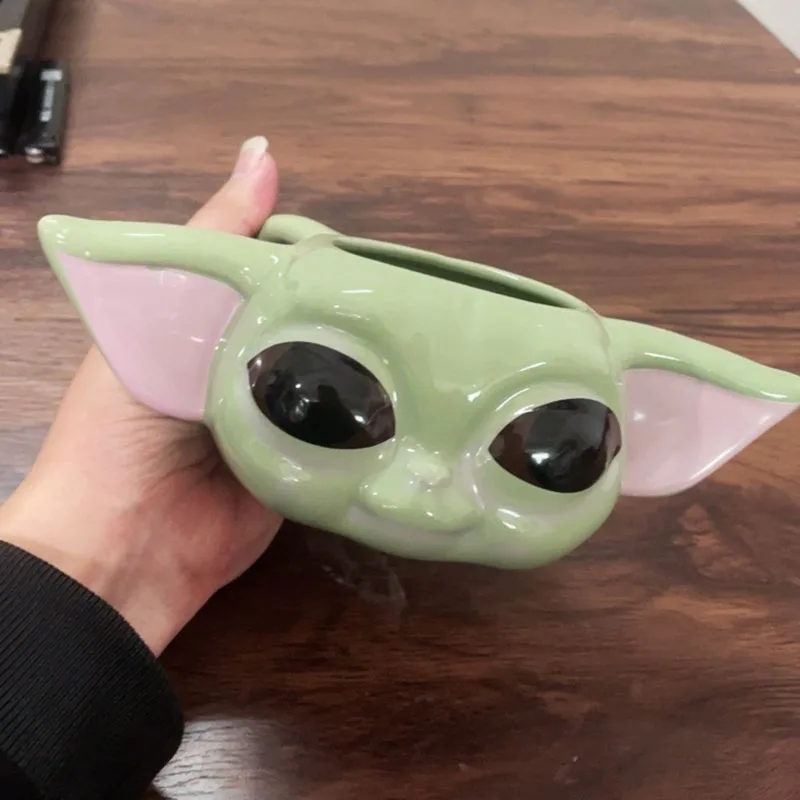 

Disney Kawaii Baby Yoda Grogu Cup Action Figure Toys Funny Baby Yoda 3D Mug Coffee Cup Lovely Christmas Gifts for Kids Girls