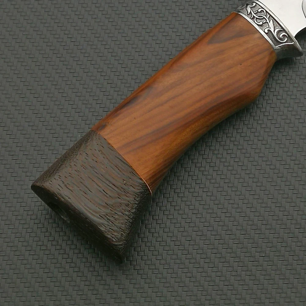 

ToughKeng 440C Stainless Steel Fixed Blade Hunting Knives Wenge Wood Handle Outdoor Survival Utility Knife Wild Deer with Sheath