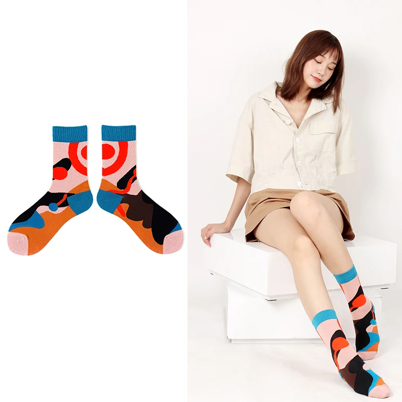 

2020 Funny Creative Streetwear Cartoon Cute Women Flower Art Female Socks Cotton Short Sock Warm Kawaii Winter Happy Ankle Socks