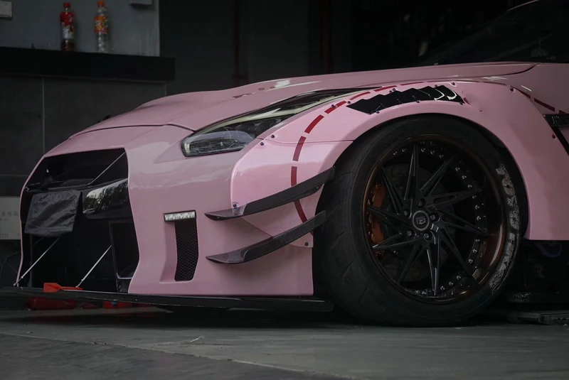 Для Nissan GTR R35 CBA DBA LBV2 стиль карбоновое волокно широкий переднее крыло глянцевая отделка колеса Арка вспышка с вентиляционным отверстием тюнинга воздуховода
