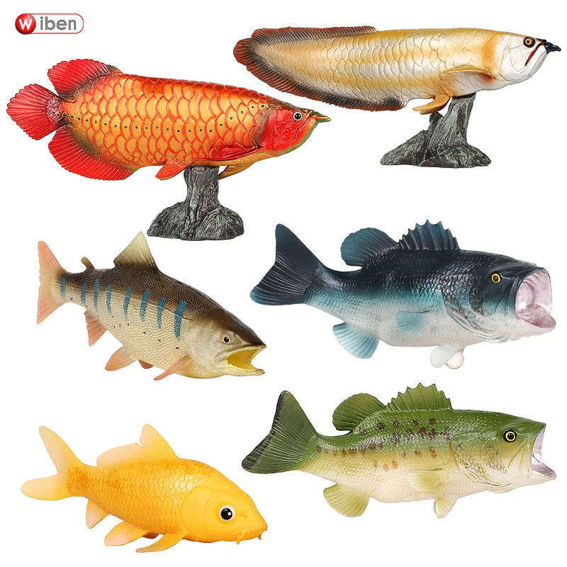 Wiben Sea Life Oncorhynchus модель серебро арована Карп моделирование животных экшн и