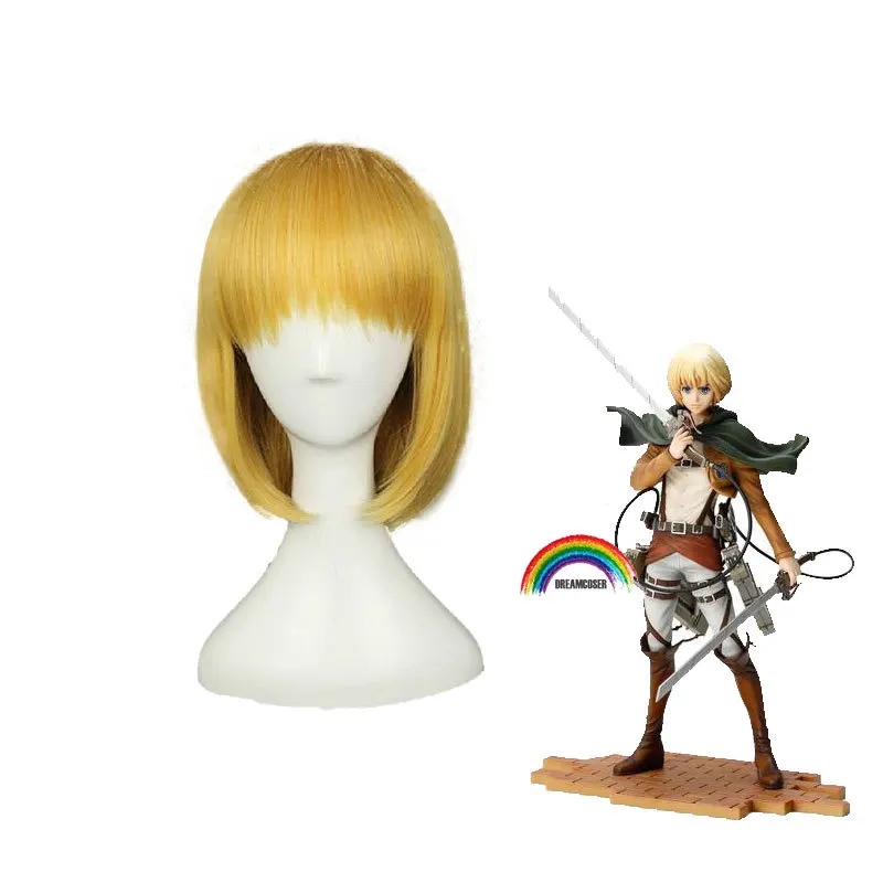 

5 PICS Attack On Titan Armin Arlert Recon Corps Harness belt hookshot Short Yellow Wig Cap Adjustable Belts DROP