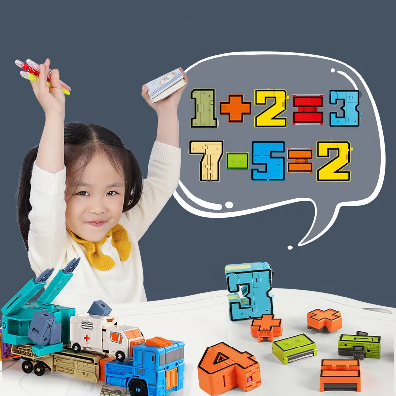 

Transform Number Robot Action Figure Dinosaurs Children Toy Blocks Assemble Deformed Toys for Boys 6 to 10 Years Educational