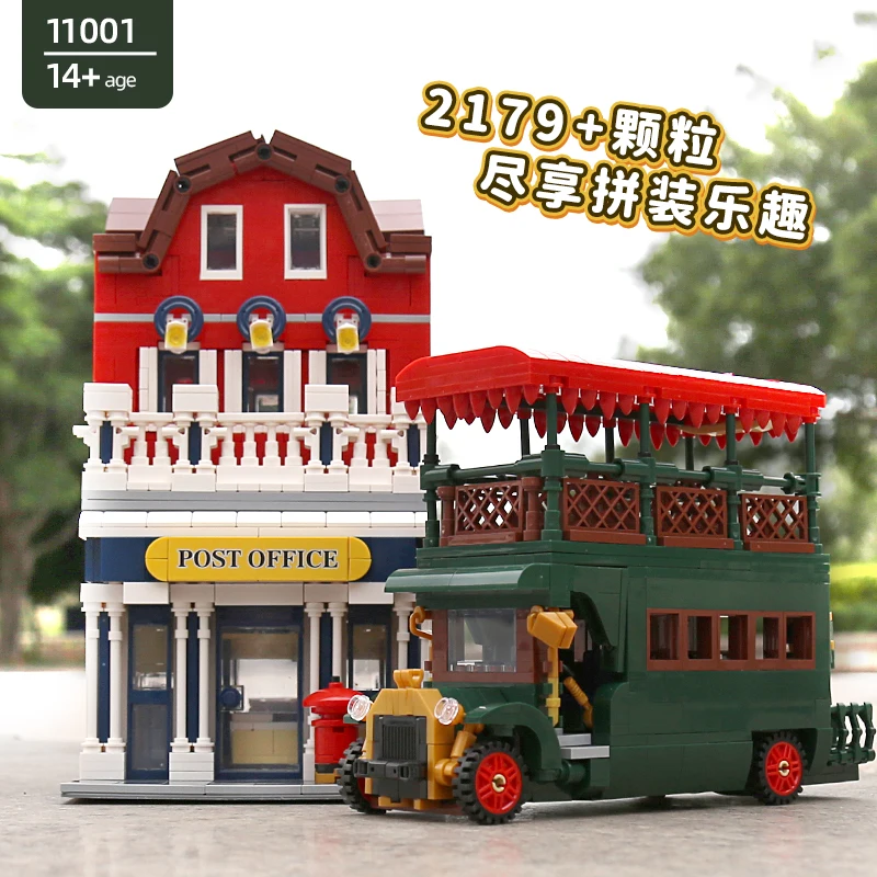 

MOULD KING 11001 City Street View Post Office Green Car Building Blocks MOC Modular Bricks Kids Educational Toys Birthday Gifts