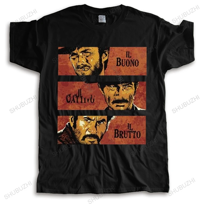 

Vintage The Good The Bad And The Ugly T Shirt Men Short Sleeve Pure Cotton Tee Print Il buono brutto cattivo Tshirts TV T-shirt