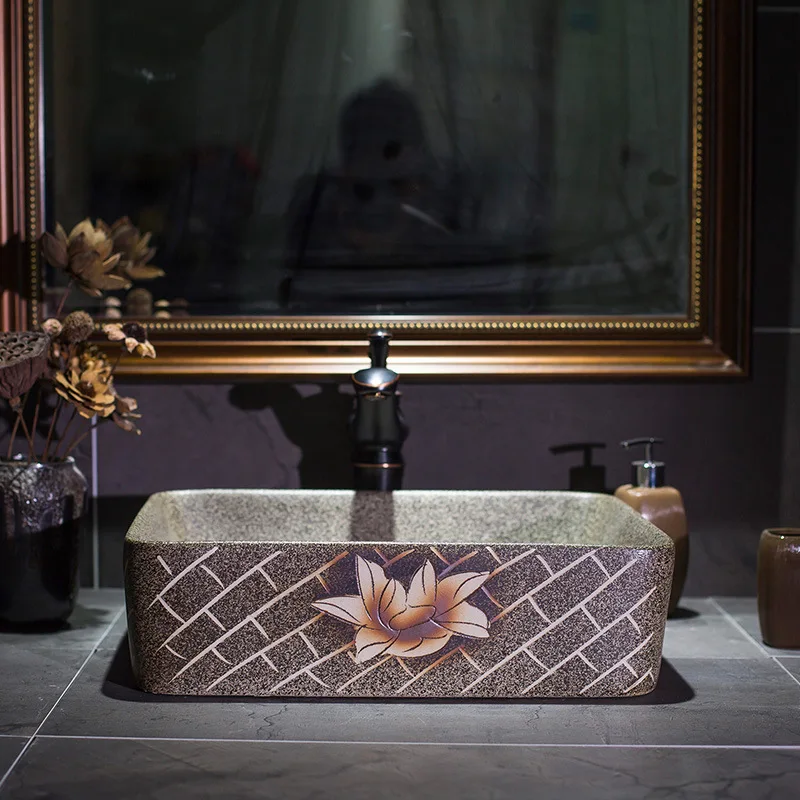 Китайская художественная желтая керамическая раковина овальной формы ручной