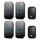 Автономный беспроводной дверной звонок CACAZI, водонепроницаемый, без батареек, 2 кнопки, 4 приемника, штепсельная вилка стандарта США, ЕС, Великобритании, звонок с дистанционным управлением 150 м