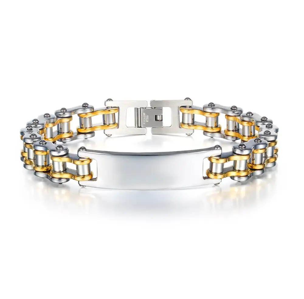 

Punk Stainless Steel Bicycle Chain Men's Bracelets 2020 Gold Color Hip Hop Cuff Wrist Jewelry Gifts Boyfriend Bracelet Wholesale