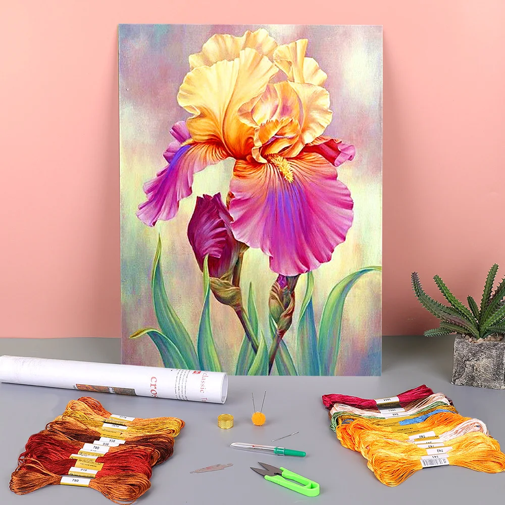 Набор для вышивки крестиком 11CT Мультяшные цветы роза Подсолнух предварительная