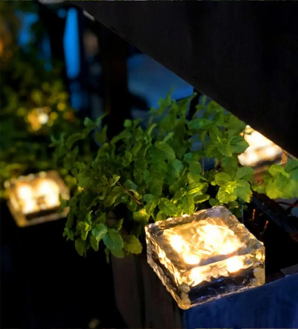 

Solar Ice Brick Light 4Led Outdoor Waterproof IP65 Underground Lamp Square Buried Garden Villa Colorful Corridor Landscape Light