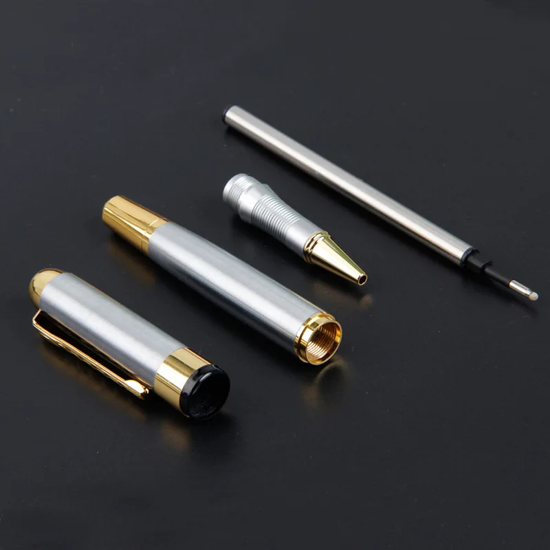 Высококачественная Серебристая и черная шариковая ручка с зажимом 1 0 мм товары