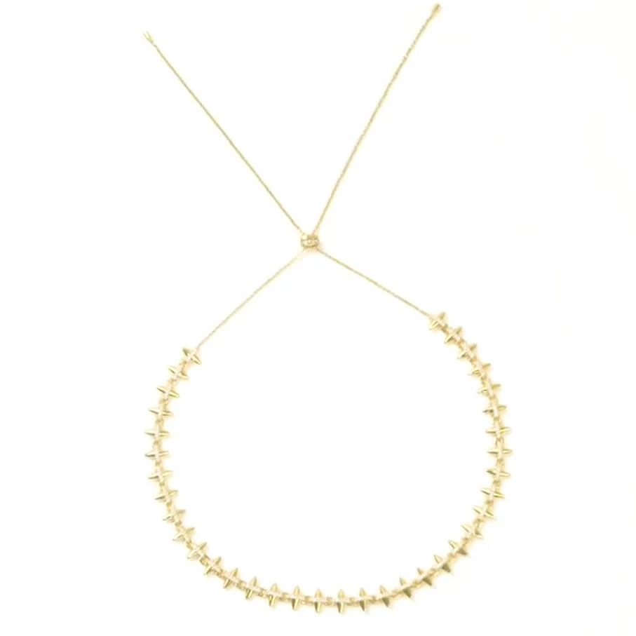Luxury Solid 925 Sterling Silver Black Grey Spike Rivet Choker Necklace Adjsutable Chain Yellow Gold Women Mana Jewelry | Украшения и