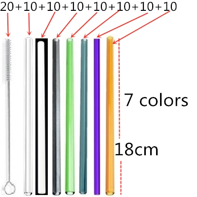 70 straw - 20 brush 100 шт многоразовые стаканы для питья 18 см х 8 мм для смузи, чая, сока- 10 упаковок с 20 щетками для чистки - Цвет: 70 straw - 20 brush