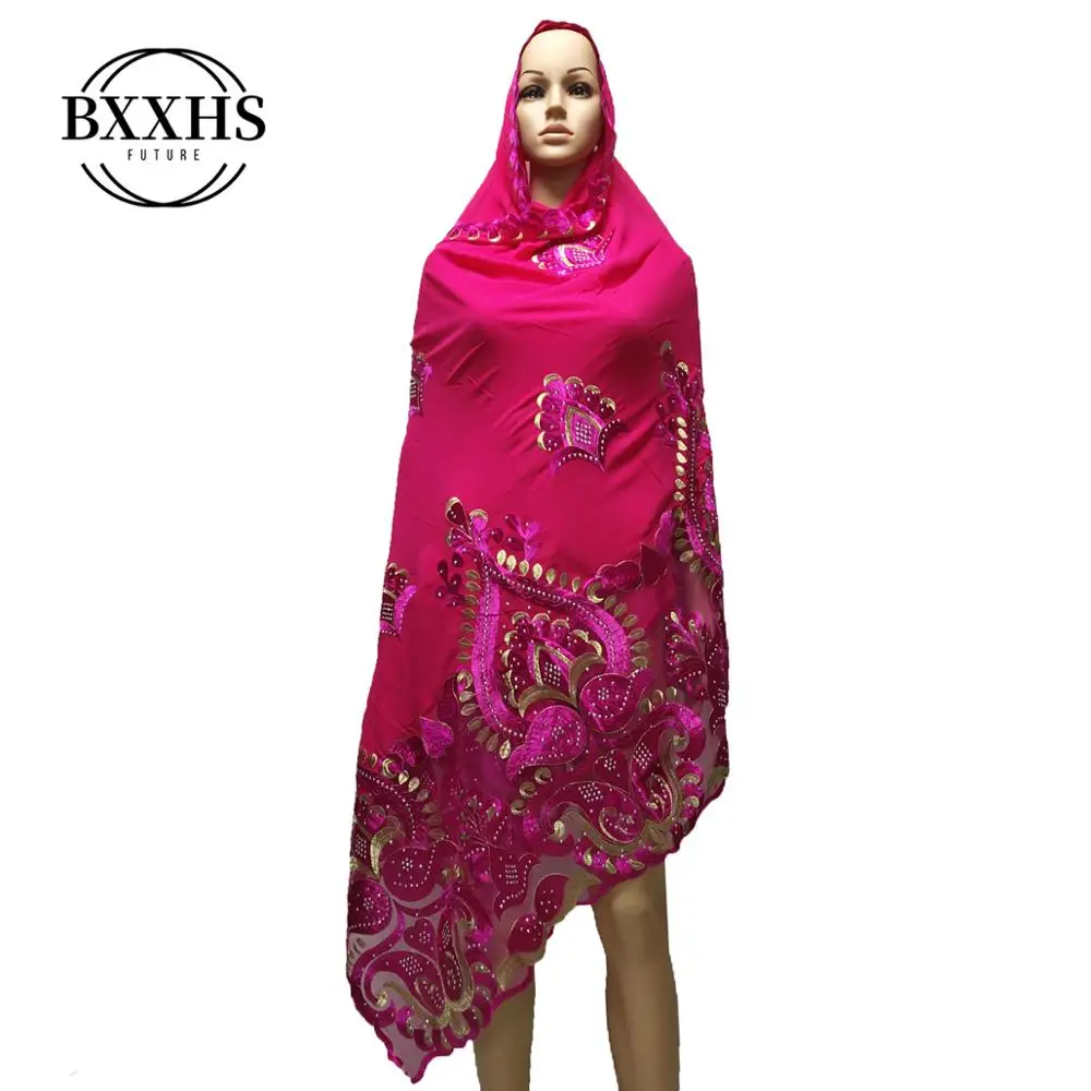 Высококачественный шифоновый шарф для мусульманских женщин с вышивкой из шифона