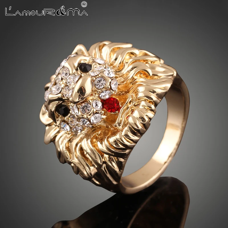

L'Amour&Ma Personality Fashion Atmosphere Elegant Lion Head Crystal Ring For Women's Party Wedding Jewelry Gift