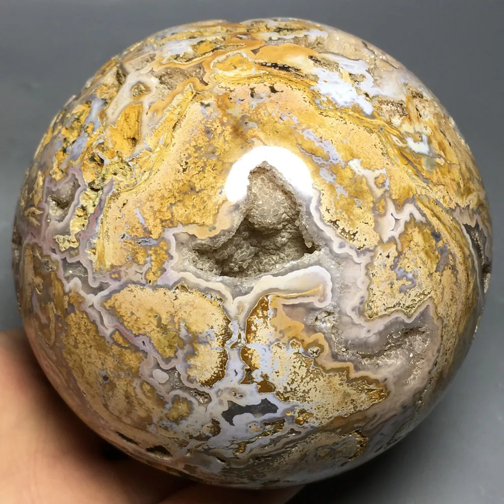 

1062 г высококачественный натуральный кварцевый кристалл полировка Океанский яшма шар подарок