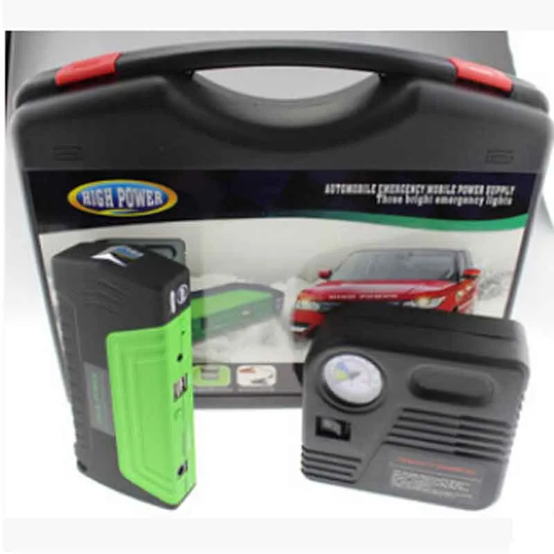 Green 50800mAh 12V аварийное пусковое зарядное устройство для автомобиля пусковое устройство для стартера автомобиля пусковое устройство для запуска автомобиля Стартер для ноутбука с насосом зеленый LR15 - Цвет: Green