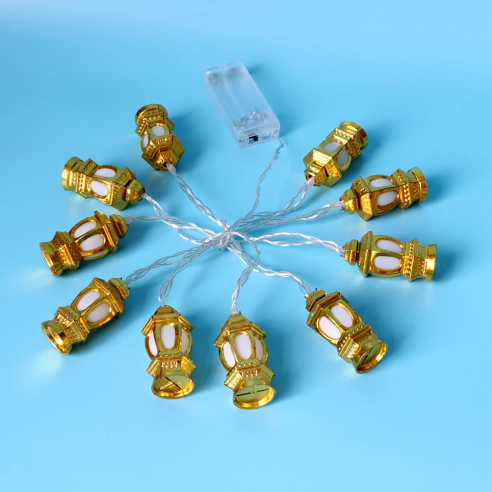 

Golden Lantern Lamp Pendant Ramadan 10 LED Battery String Lights Home Party Gift Battery Powered Holiday Garden Lighting