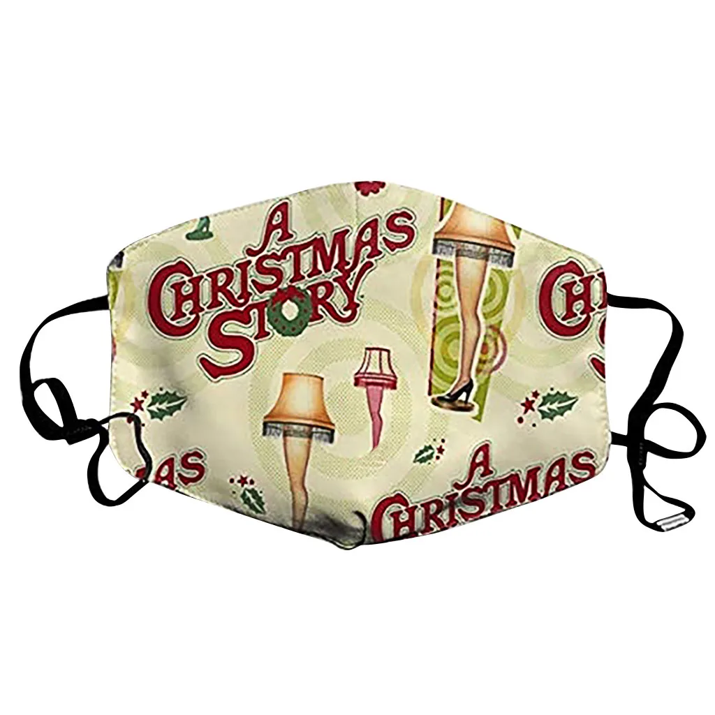 

Adult Unisex Outdoor Cute Cartoon Christmas Snowman Printing Mask Adjustable Rope Washable Reusable Warm Face Mask mascarillas