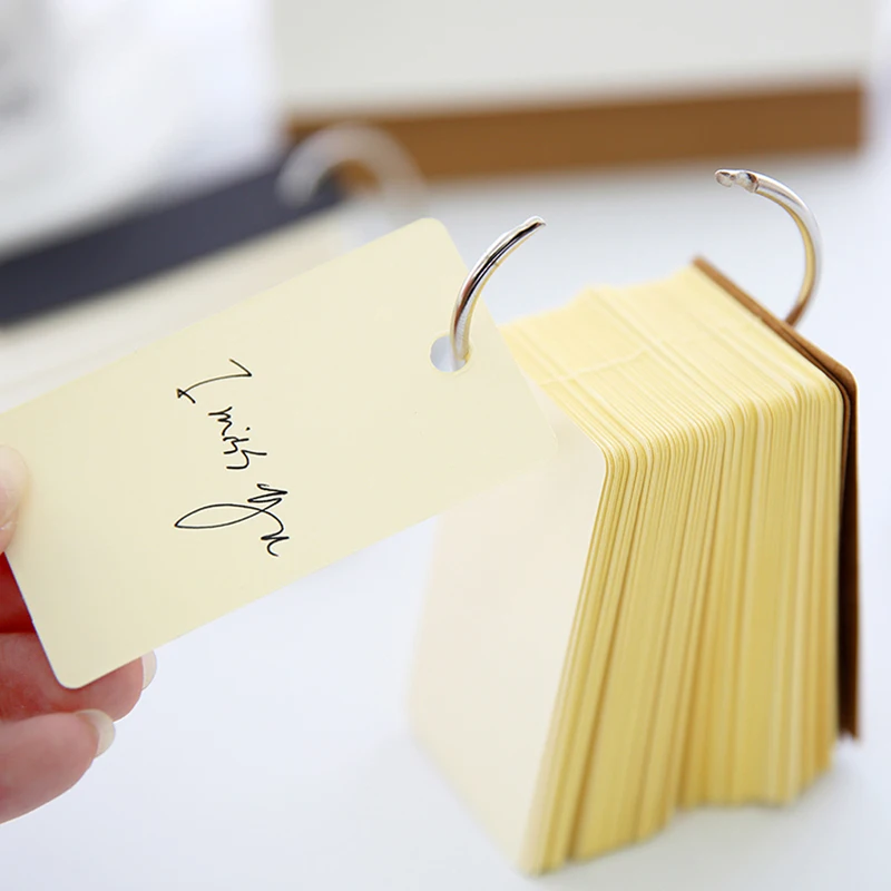 High Quality Kraft Paper Binder Ring Easy Flip Flash Cards Study Memo Pads DIY Stationery | Канцтовары для офиса и дома