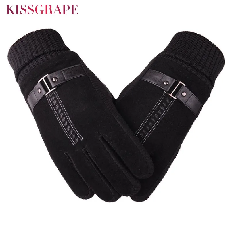 

New Winter Warm Genuine Leather Gloves for Men Anti-slip Motorcycle Gloves Male Outdoor Sports Touch Screen Mittens