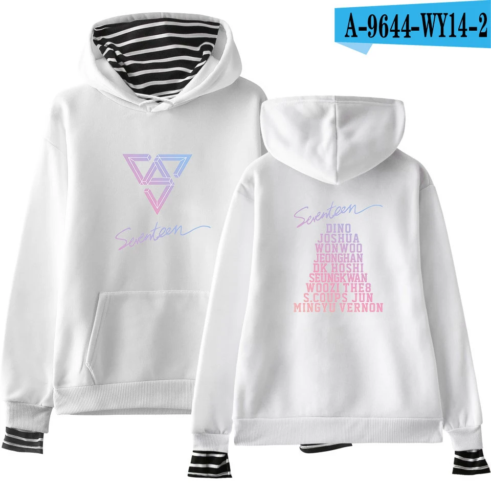 white Новая мода Seventeen; Кей-Поп толстовки с капюшоном и свитшоты для пары с капюшоном женские обманка шт K поп одежда в стиле «хип-хоп» в уличном стиле - Цвет: white