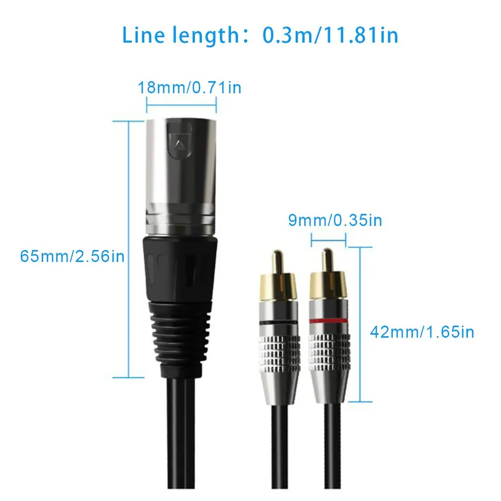 Супер длинный RCA папа 2 XLR 3 Pin Мужской Женский Cannon аудио кабель усилитель