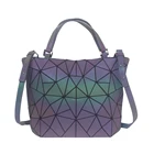 Сумка-тоут женская с голограммой, складной саквояж на плечо с геометрическим узором, светящаяся Повседневная вместительная сумочка-мешок