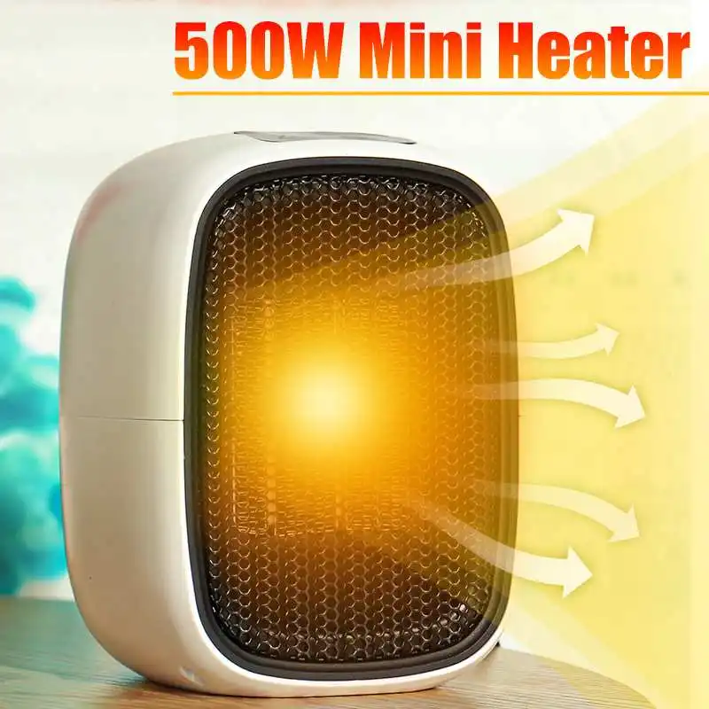 

500W Mini Electric Heater Portable Desktop Fan Heater PTC Ceramic Heating Warm Air Blower Home Office Warmer Machine for Winter