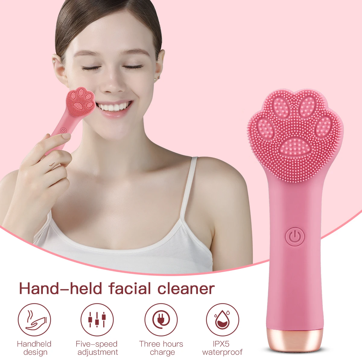 

Ultrasonic Vibration Electric Facial Cleansing Five Speeds Adjustable Face Washing Brush Skin Blackhead Remover Pore Cleaner
