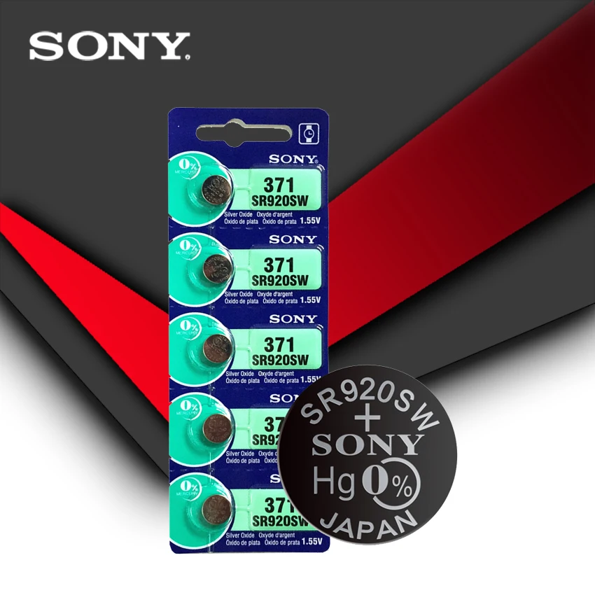 100 шт. Sony 100% оригинальный 371 SR920SW 920 1 55 в батарейка для часов кнопочная Сделано