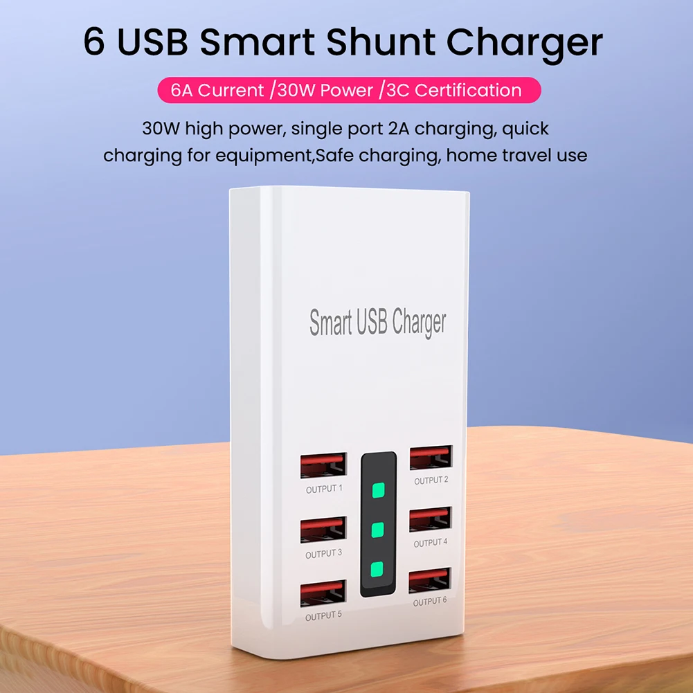 USB-разветвитель для зарядки телефона 5 В 2 А 6 портов |