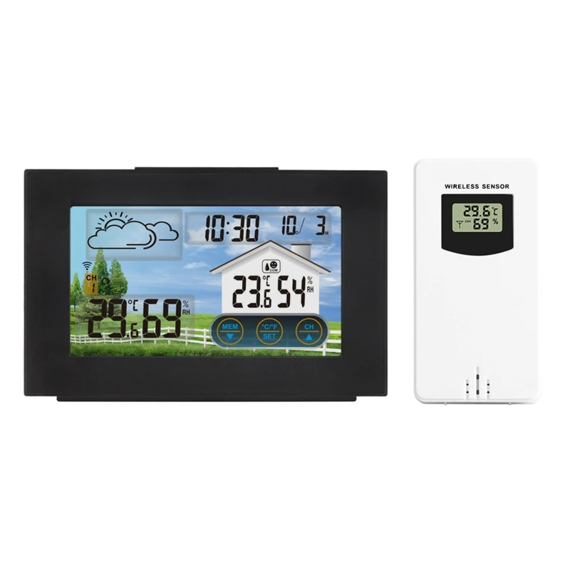 

Метеостанция с сенсорным экраном, беспроводной Измеритель температуры и влажности, будильник 35ED