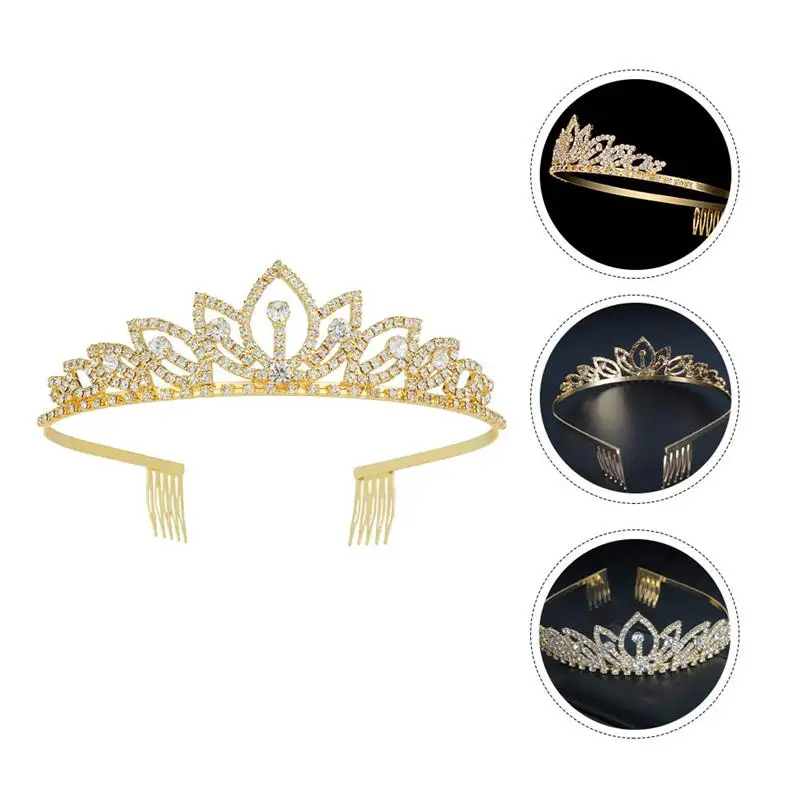 

1PC Trend Shiny Crown Headdress Shiny Diamond-studded Crown Bride Wedding Dress Headdress for Lady
