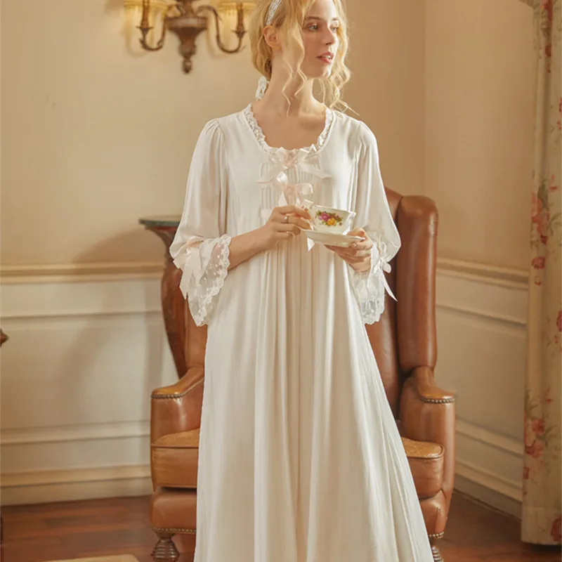 

Breast-feeding Nightgown White Princess Sleepwear Pregnant Woman Nightdress