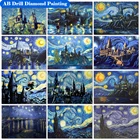 Алмазная вышивка AB, звездное небо, абстрактное искусство, полноразмернаякруглая алмазная живопись, пейзаж, картина Стразы, домашний декор